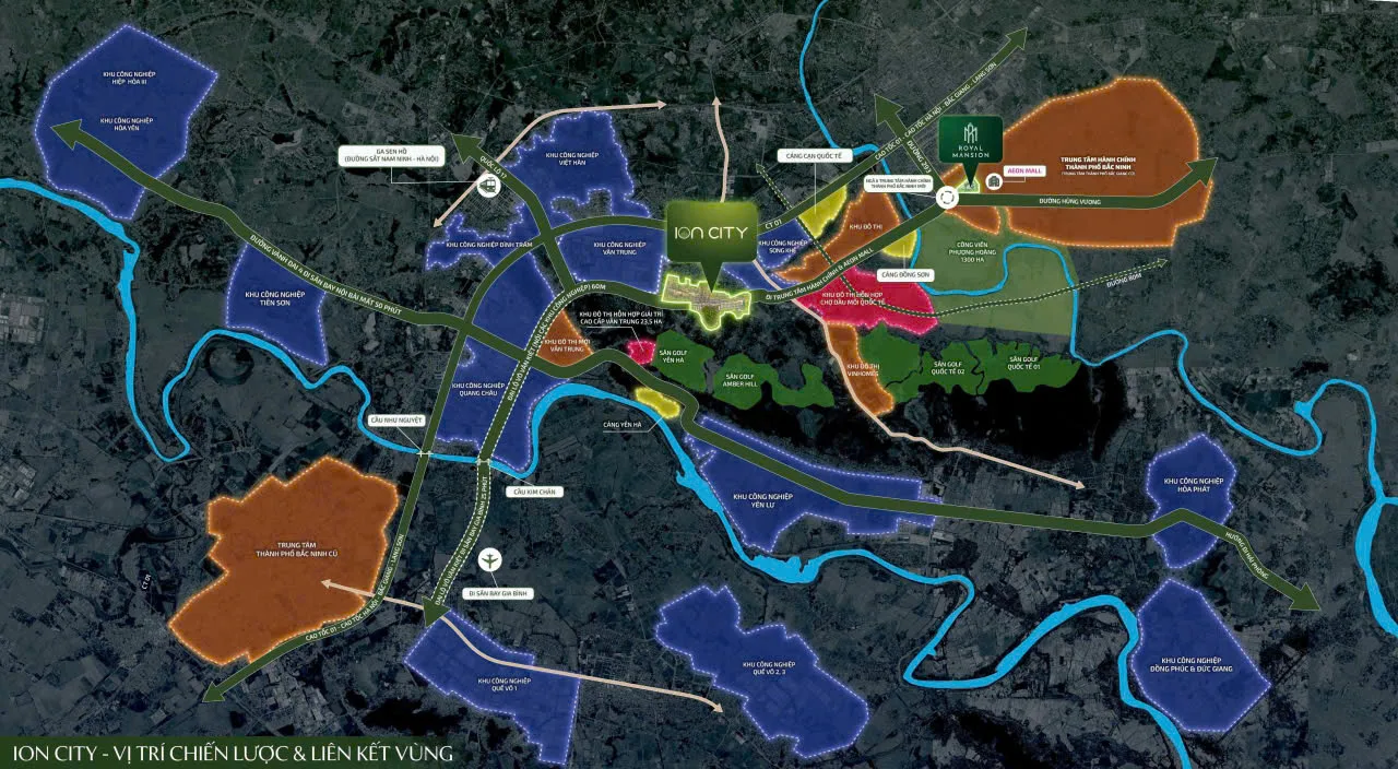 Bản đồ vị trí và liên kết vùng Ion City Bắc Ninh